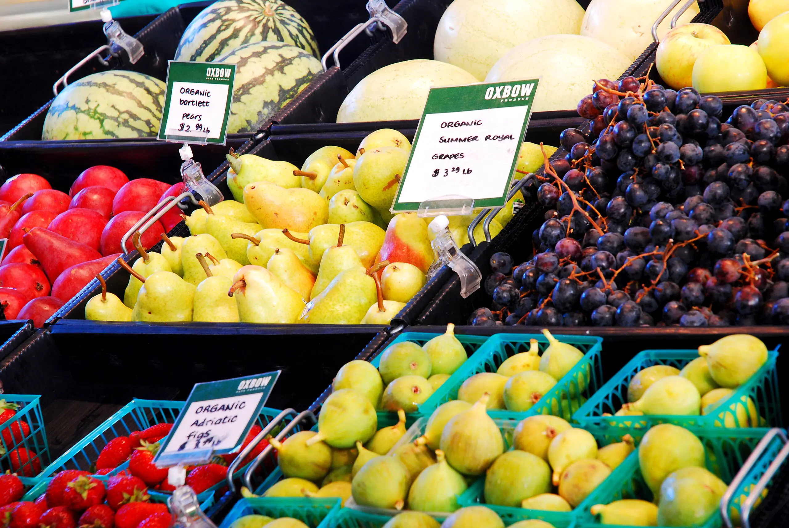 Fresh organic fruits at an outdoor market