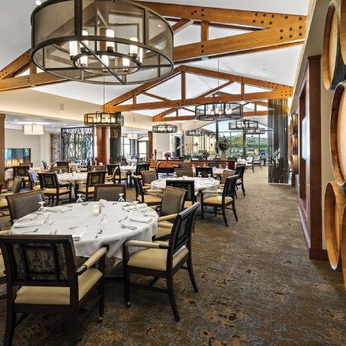 Restaurant with wine cellar and rustic wooden beams